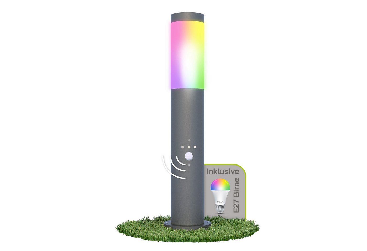 linovum Smarte LED-Leuchte BOSEA-B Wegeleuchte mit Bewegungsmelder anthrazit Smart LED E27 RGB+W, RGB linovum Smarte LED-Leuchte BOSEA-B Wegeleuchte mit Bewegungsmelder anthrazit Smart LED E27 RGB+W, RGB von linovum