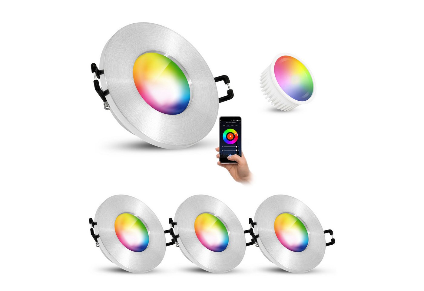 linovum Smarte LED-Leuchte ISASO Einbauleuchte IP65 Bad Alu rund mit Smart Modul 4W, RGB linovum Smarte LED-Leuchte ISASO Einbauleuchte IP65 Bad Alu rund mit Smart Modul 4W, RGB von linovum