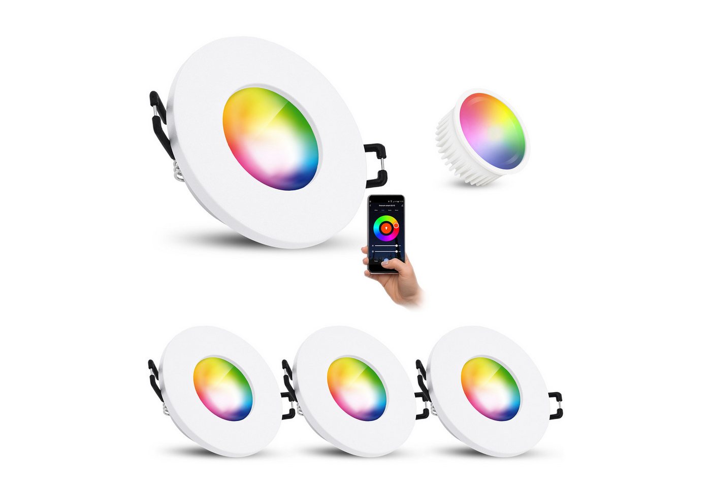 linovum Smarte LED-Leuchte ISAWO Einbau Deckenstrahler IP65 weiß mit smart LED Modul 4W, RGB linovum Smarte LED-Leuchte ISAWO Einbau Deckenstrahler IP65 weiß mit smart LED Modul 4W, RGB von linovum