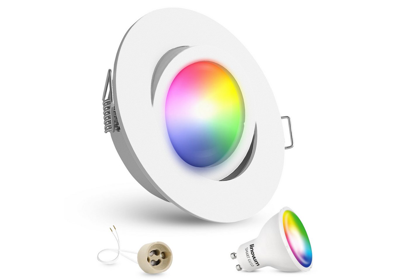 linovum Smarte LED-Leuchte LED Einbauleuchte schwenkbar inkl. Smart WiFi RGB GU10 Lampe 230V, RGB linovum Smarte LED-Leuchte LED Einbauleuchte schwenkbar inkl. Smart WiFi RGB GU10 Lampe 230V, RGB von linovum