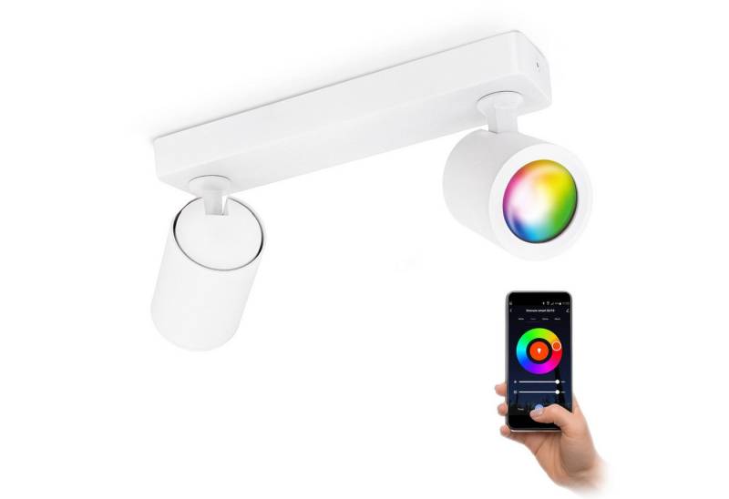linovum Smarte LED-Leuchte TENJO Deckenstrahler 2-flammig weiss schwenkbar & drehbar inkl. GU10, RGB von linovum