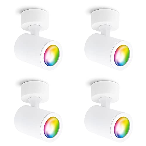 linovum TENJO 4 Stück Spotstrahler 1 flammig weiß mit LED GU10 Smart RGBW - kompatibel mit Alexa & Google - Wifi Spotlampe schwenkbar linovum TENJO 4 Stück Spotstrahler 1 flammig weiß mit LED GU10 Smart RGBW - kompatibel mit Alexa & Google - Wifi Spotlampe schwenkbar von linovum