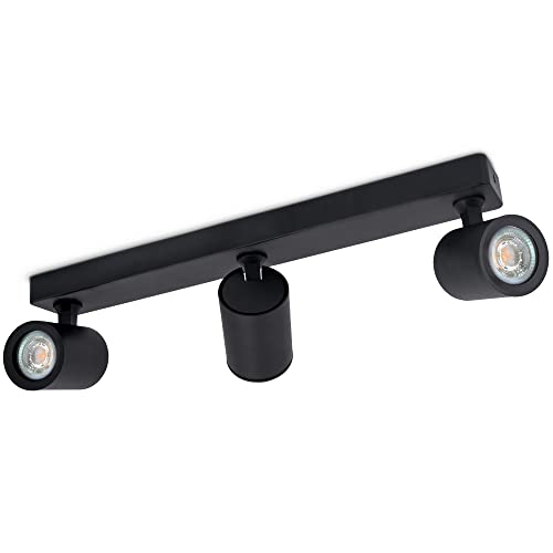 linovum TENJO Deckenlampe schwarz, schwenkbar mit 3x LED GU10 Lampen warmweiß 2W (enger Abstrahlwinkel) - Spotbar 3 flammig von linovum