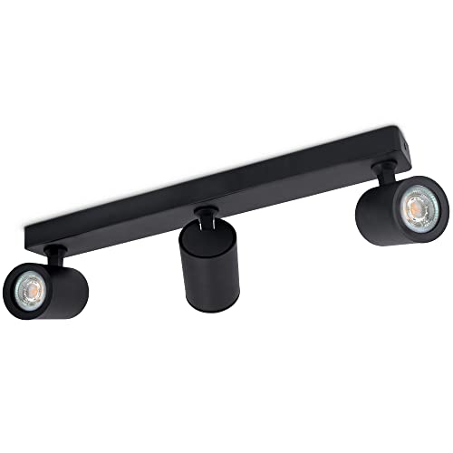 linovum TENJO Deckenlampe schwarz schwenkbar mit LED GU10 5W warmweiß (enger Abstrahlwinkel) - Küchenlampe Spotbar 3 flammig von linovum