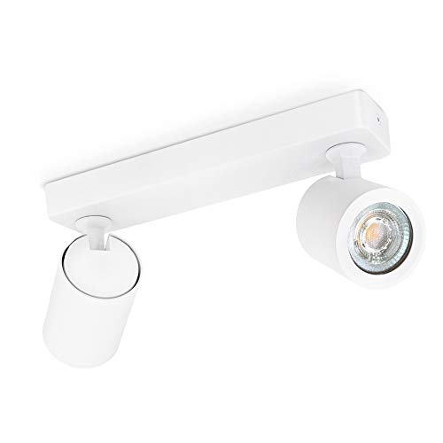 linovum TENJO Deckenleuchte Strahler 2er weiß mit GU10 LED Lampen warmweiß 3W - Spotleuchte 2 flammig schwenkbar drehbar 230V von linovum