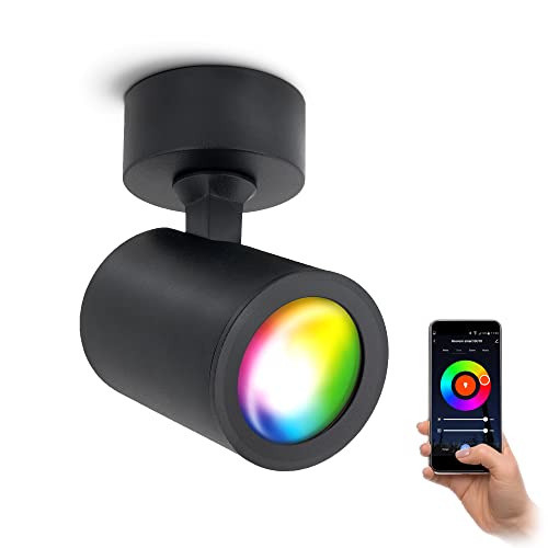 linovum TENJO Spot Deckenlampe 1-flammig schwarz schwenkbar, WLAN Smart LED GU10 RGBW - Kompatibel mit Alexa, Siri & Google Home von linovum