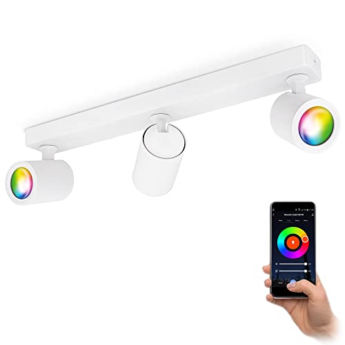 linovum TENJO Spotbalken 3 flammig weiß schwenkbar kompatibel mit Alexa & Google - WLAN Deckenlampe mit RGB GU10 Lampen RGB + Weißtöne von linovum