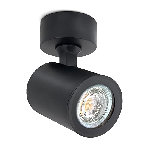 linovum TENJO Strahler Deckenleuchte 1 flammig schwarz Spot Wandspot schwenkbar mit LED GU10 5W warmweiß enger Abstrahlwinkel von linovum