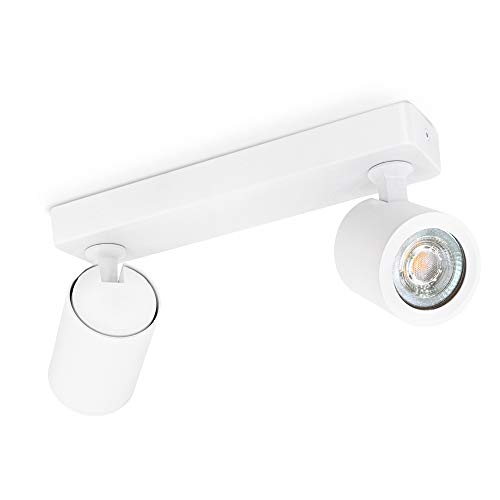 linovum TENJO Strahler Deckenleuchte 2 flammig weiß mit GU10 LED Birnen warmweiß 6W - Spotleuchte 2er drehbar schwenkbar 230V von linovum