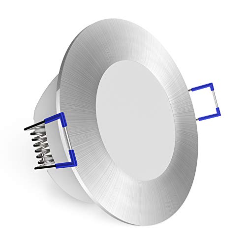 linovum WEEVO extra flacher IP44 LED Decken Einbaustrahler Bad - neutralwei? 5W 230 Volt - Einbau Badleuchte rund geb?rstet, Menge:1 St?ck von linovum