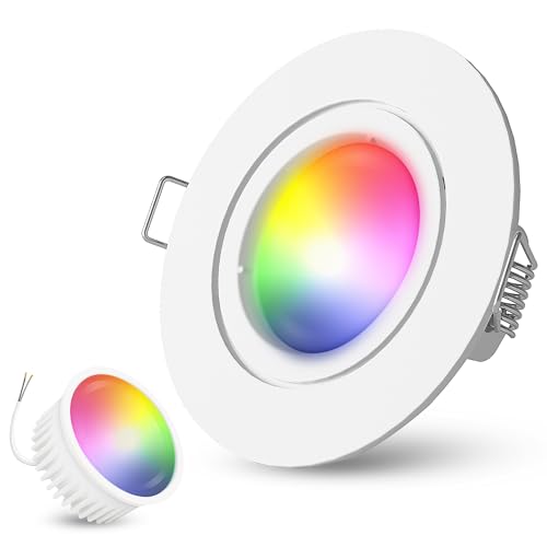 linovum flacher Einbau Deckenstrahler LED weiß mit Wifi Modul wechselbar - kompatibel mit Alexa & Google - Spot Dimmbar RGB & Lichtfarbe linovum flacher Einbau Deckenstrahler LED weiß mit Wifi Modul wechselbar - kompatibel mit Alexa & Google - Spot Dimmbar RGB & Lichtfarbe von linovum