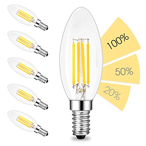 linovum fourSTEP Dim E14 LED 6er Pack Kerze Filament - 'Dimmbar ohne Dimmer' mit jedem Lichtschalter 4W 330lm 230V warmweiß von linovum