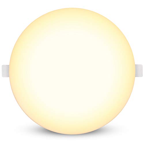 linovum paniled randloses LED Einbaupanel rund Einbautiefe nur 15 mm - warmweißes Licht 12W 230V - Einbaustrahler weiß Ø 110mm von linovum