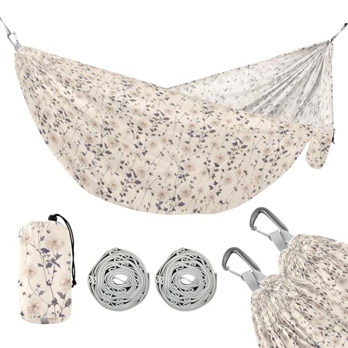 Beige Dahlie Blumen Hängematten für Camping mit hängendem Seil Seil Hängematte für Terrasse Hinterhof Lounge Basis von linqin
