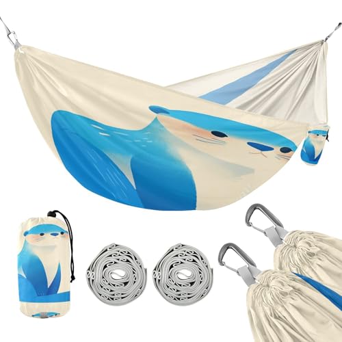 Blaue niedliche Tier-Camping-Hängematten, Stoff-Hängematte für draußen, Strand, Terrasse, Garten von linqin