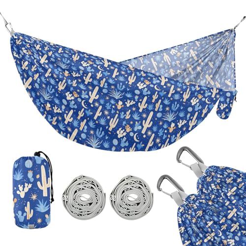Blue Cacti Polka Dot Hängematten für Camping Hängende Hängematte für Indoor Outdoor Terrasse von linqin