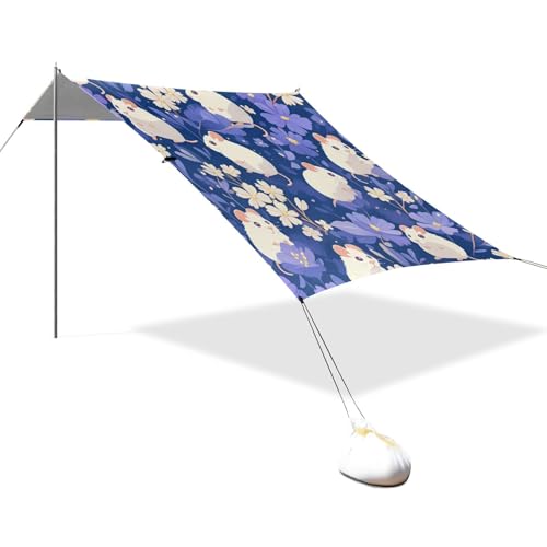 Blühende Blumen Tier Faltbar Strand Cabana UPF50 Leichter großer Sonnenschutz mit Tragetasche für Camping, Picknicks, Hinterhof von linqin