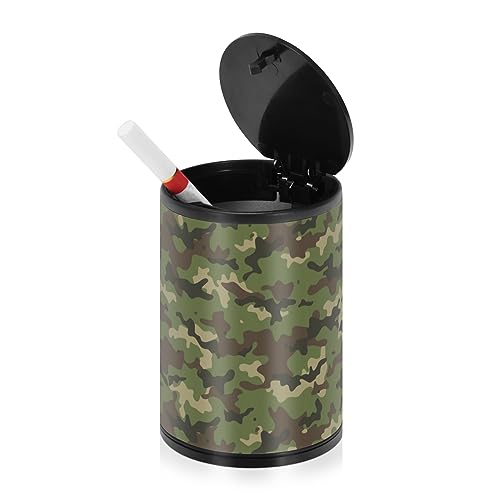 Camouflage Auto Auto Aschenbecher mit Deckel Geruchssicher Edelstahl Tragbare Rauchfreie Zigarette Butt Container Kleiner Aschenbecher für Auto Tasse von linqin