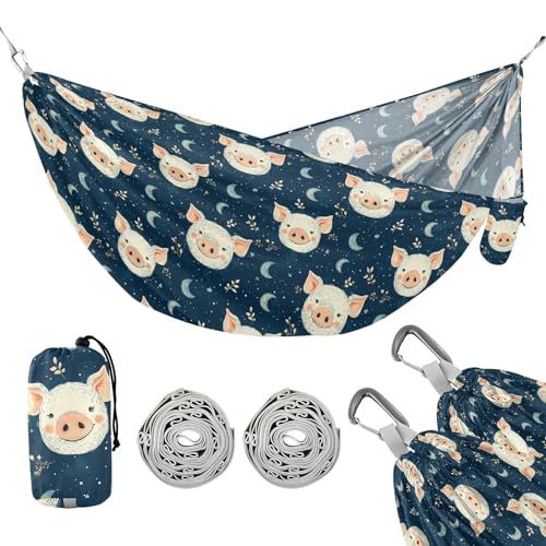 Cartoon Pig Gesichter Camping Hängematten Baum Hängematte für Outdoor Camping Essentials von linqin