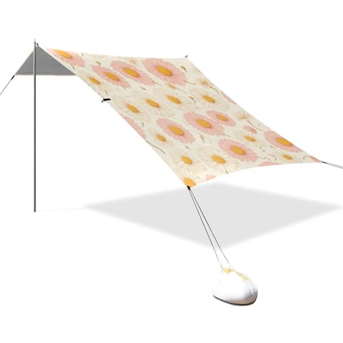 Chic Daisy Pink White Beach Cabana UPF50 Wasserabweisender Outdoor-Sonnenschutz mit Sandschaufel für Familienausflüge, Picknicks & Camping Chic Daisy Pink White Beach Cabana UPF50 Wasserabweisender Outdoor-Sonnenschutz mit Sandschaufel für Familienausflüge, Picknicks & Camping von linqin