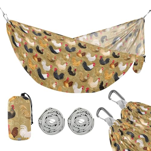 Chicken Gold Outdoor Hängematte mit Baumgurten Hängeseil Hängematte für Camping & Wandern Essential von linqin