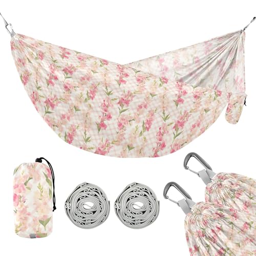Gladiolus Blumen Gingham Camping Hängematten mit Portabl Tragetasche Tragbare Falthängematte für Camping & Wandern Essential von linqin