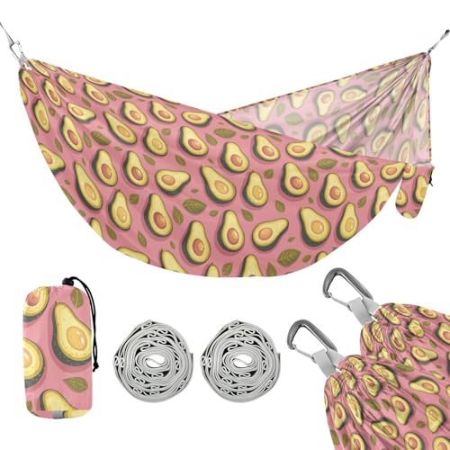 Green Avocados Pink Hängematten mit Seil zum Aufhängen Hängematten für draußen für Camping & Wandern Essential von linqin