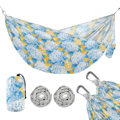 Große blaue Blumenhängematten, tragbare Hängematte für Terrasse, Hinterhof, Lounge-Basis von linqin