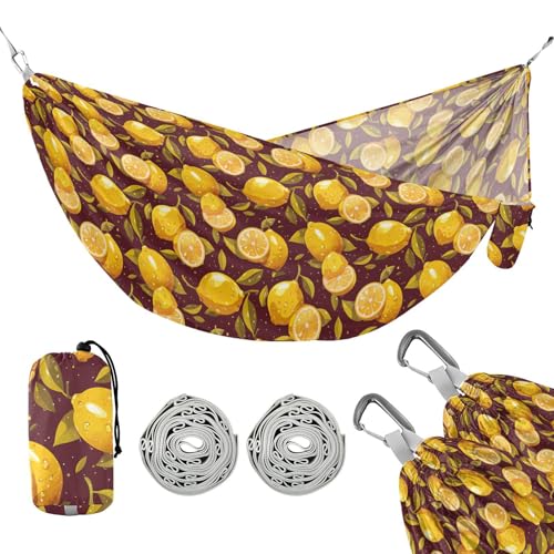 Lemons Red Camping Hängematte mit Portabl Tragetasche Seil Hängematten für draußen für draußen Camping Essentials von linqin