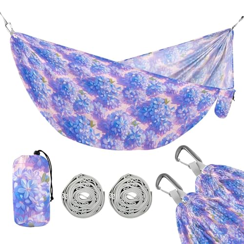 Lila Blumen Camping Hängematte mit Baumgurten Hängeseil Hängematte für draußen Strand Terrasse Garten von linqin