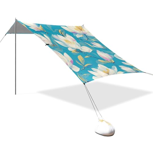 Magnolia Flowers Light Cyan Stabiles Strandzelt UPF50+ Schutz Wasserdicht Tragbar Sonnenschutz mit Sandtaschen für Campingausflüge, Angeln, Hinterhofspaß oder Picknicks Magnolia Flowers Light Cyan Stabiles Strandzelt UPF50+ Schutz Wasserdicht Tragbar Sonnenschutz mit Sandtaschen für Campingausflüge, Angeln, Hinterhofspaß oder Picknicks von linqin