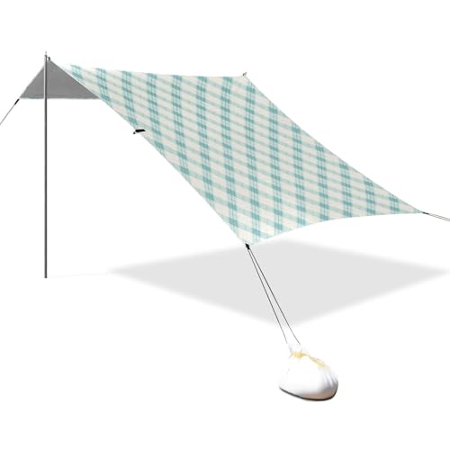 Mint Buffalo Plaid Checks Strandzelt UPF50+ Wasserdicht Groß Tragbar Sonnenschutz mit Tragetasche für Campingausflüge, Angeln, Hinterhofspaß oder Picknicks Mint Buffalo Plaid Checks Strandzelt UPF50+ Wasserdicht Groß Tragbar Sonnenschutz mit Tragetasche für Campingausflüge, Angeln, Hinterhofspaß oder Picknicks von linqin