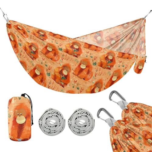 Orange Sienna Orang-Utans Hängematten für Camping mit Portabl Tragetasche Hängematte für Baum für Terrasse Hinterhof Lounge Basis von linqin