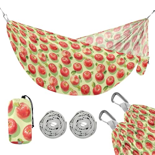Red Apples Camping-Hängematten mit Seil zum Aufhängen, Hellgrün, Hängematte für draußen, Strand, Terrasse, Garten von linqin