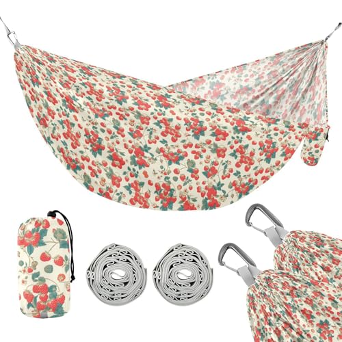 Retro Himbeere Beige Outdoor Hängematten mit Seil zum Aufhängen Hängematten für draußen für Terrasse Hinterhof Lounge Basis von linqin