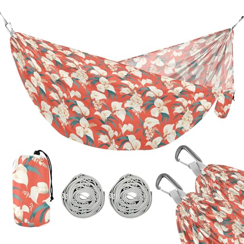 Retro Lilie Blumen Outdoor Hängematte mit Seil zum Aufhängen Hängematten für Draußen Strand Terrasse Garten von linqin