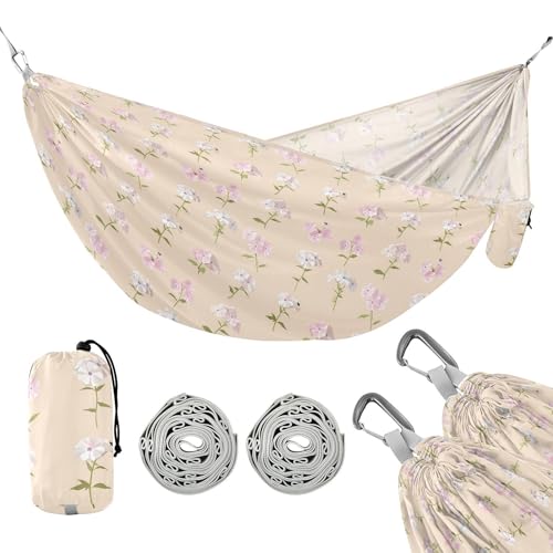 Retro Phlox Beige Outdoor Hängematten mit Portabl Tragetasche Seil Hängematte für Camping & Wandern Essential von linqin