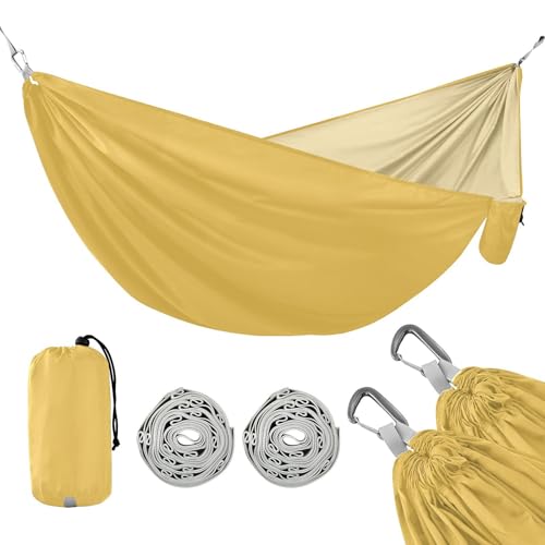Senffarbene einfarbige Outdoor-Hängematten mit Seil zum Aufhängen, tragbare Hängematte für Terrasse, Hinterhof, Lounge-Basis von linqin