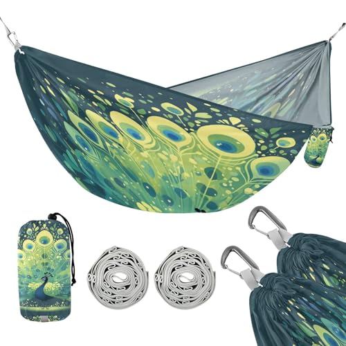 Spring Green Peacock Hängematten mit Portabl Tragetasche Schaukel Hängematte für Terrasse Hinterhof Lounge Basis von linqin