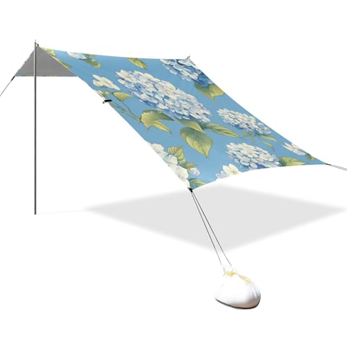 Strandhütte, faltbar, mit LSF 50+, Sonnenschutz, mit Sandsäcken und Schaufel, für Camping, Picknicks, Hinterhof, Hellblau von linqin