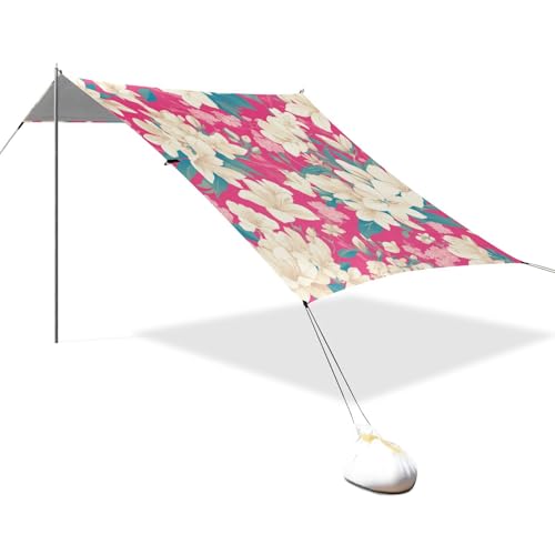 Strandüberdachung mit Blumenmotiv, faltbar, LSF 50+, einfacher Aufbau, tragbarer Sonnenschutz mit Sandsäcken und Sandschaufel für Camping, Picknicks, Hinterhof und Angeln, Hot Pink Strandüberdachung mit Blumenmotiv, faltbar, LSF 50+, einfacher Aufbau, tragbarer Sonnenschutz mit Sandsäcken und Sandschaufel für Camping, Picknicks, Hinterhof und Angeln, Hot Pink von linqin