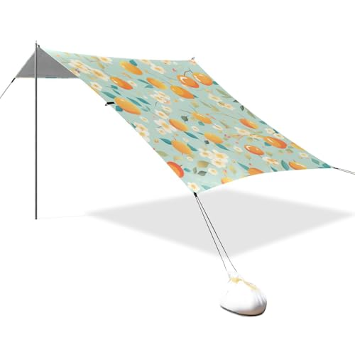 Sweet Yellow Fruits Beach Cabana Zelt UPF50+ Wasserabweisender Outdoor-Sonnenschutz mit Sandsäcken, Sandschaufel, Stangen für Familienreisen von linqin
