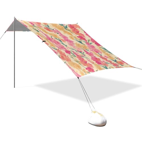 Vibrant Gladiolus Flowers Foldable Beach Cabana UPF50 Easy Setup Portable Sunshade Includes Sandshovel, Sandbags, Stability Poles for Family Travel von linqin