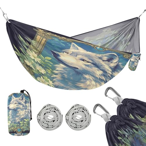 Wolfs Spring Green Outdoor Hängematten mit Seil zum Aufhängen Tuch Hängematte für Draußen Terrasse Garten von linqin