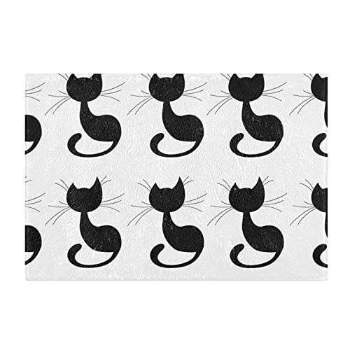 linqin Badezimmerteppich Absorbierend Rutschfest Badteppiche Waschbar Schwarze Katze Weiche Duschmatte für Badezimmer, Schlafzimmer, Küche, 40,6 x 61 cm von linqin