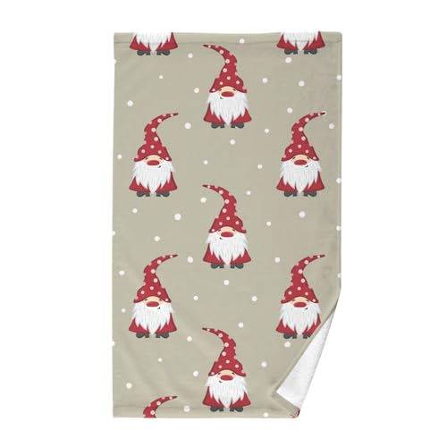 linqin Baumwoll-Handtuch, Weihnachten, Urlaub, rote Zwerge, braun, kleine Handtücher für Badezimmer, Sporthandtücher, Badetücher, Toilettentücher, 40,6 x 71,1 cm von linqin