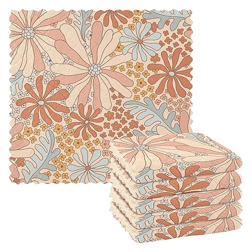 linqin Retro Floral Summer Set von 6 schnell trocknenden Küchentüchern Mikrofaser Dekor Weiche Geschirrtücher Wiederverwendbar für Arbeitsplatte Kaffee von linqin