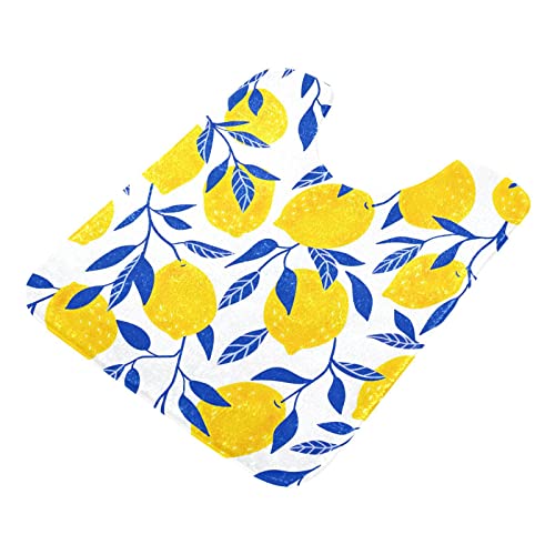 linqin Rutschfeste WC-Teppiche U-Form Tropisches Muster Gelb Zitronen Obst Shaggy Wasserabsorbierende Kontur-Badezimmermatte Waschbar für Toilettenfuß, 50,8 x 61 cm von linqin