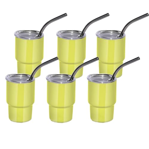linsuo Süßes Mini-Schnapsglas-Set, mit Strohhalm und Deckel, Sublimationsdruck, Doppel-Edelstahl-Weinglas, Mini-Kaffeetasse für Bars, Whiskey, Tee, 85 ml, 6 Stück, Gelb linsuo Süßes Mini-Schnapsglas-Set, mit Strohhalm und Deckel, Sublimationsdruck, Doppel-Edelstahl-Weinglas, Mini-Kaffeetasse für Bars, Whiskey, Tee, 85 ml, 6 Stück, Gelb von linsuo