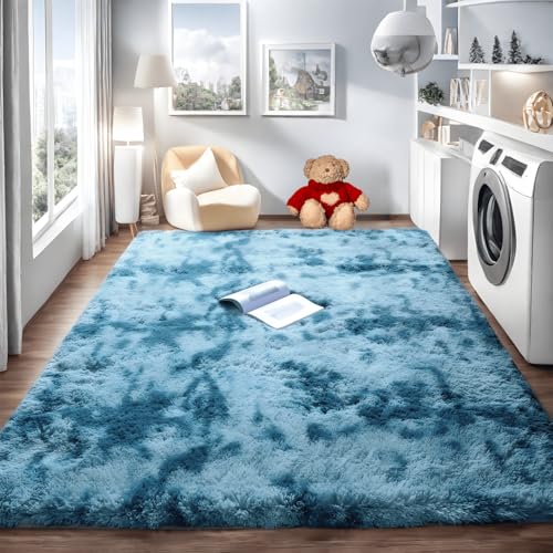 linyingdian Hochflor Teppich wohnzimmerteppich Langflor - Teppiche für Wohnzimmer flauschig Shaggy Schlafzimmer Bettvorleger Outdoor Carpet. (Blau, 160x230cm) von linyingdian